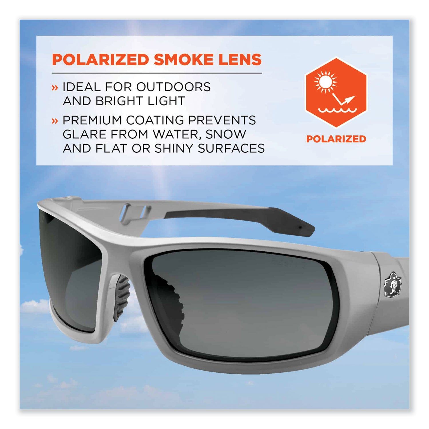 Skullerz Odin Safety Glasses, Matte Gray Nylon Impact Frame, Polarized Smoke Polycarbonate Lens, Ships in 1-3 Business Days
