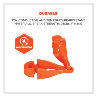 Squids 3400 Dual Clip Glove Clip Holder, 1 x 1 x 6.5, Acetal Copolymer, Orange, Ships in 1-3 Business Days