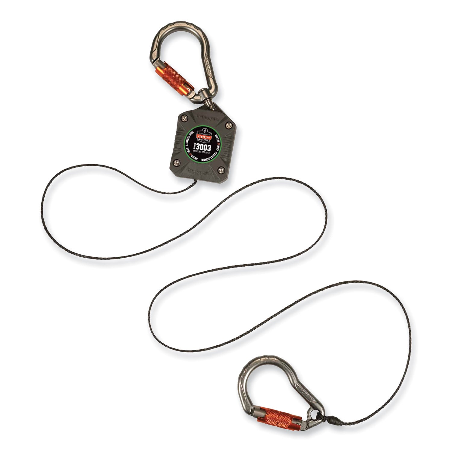 squids-3003-retractable-lanyard-with-two-carabiners-2-lb-max-working-capacity-8-to-48-gray-ships-in-1-3-business-days_ego19303 - 3