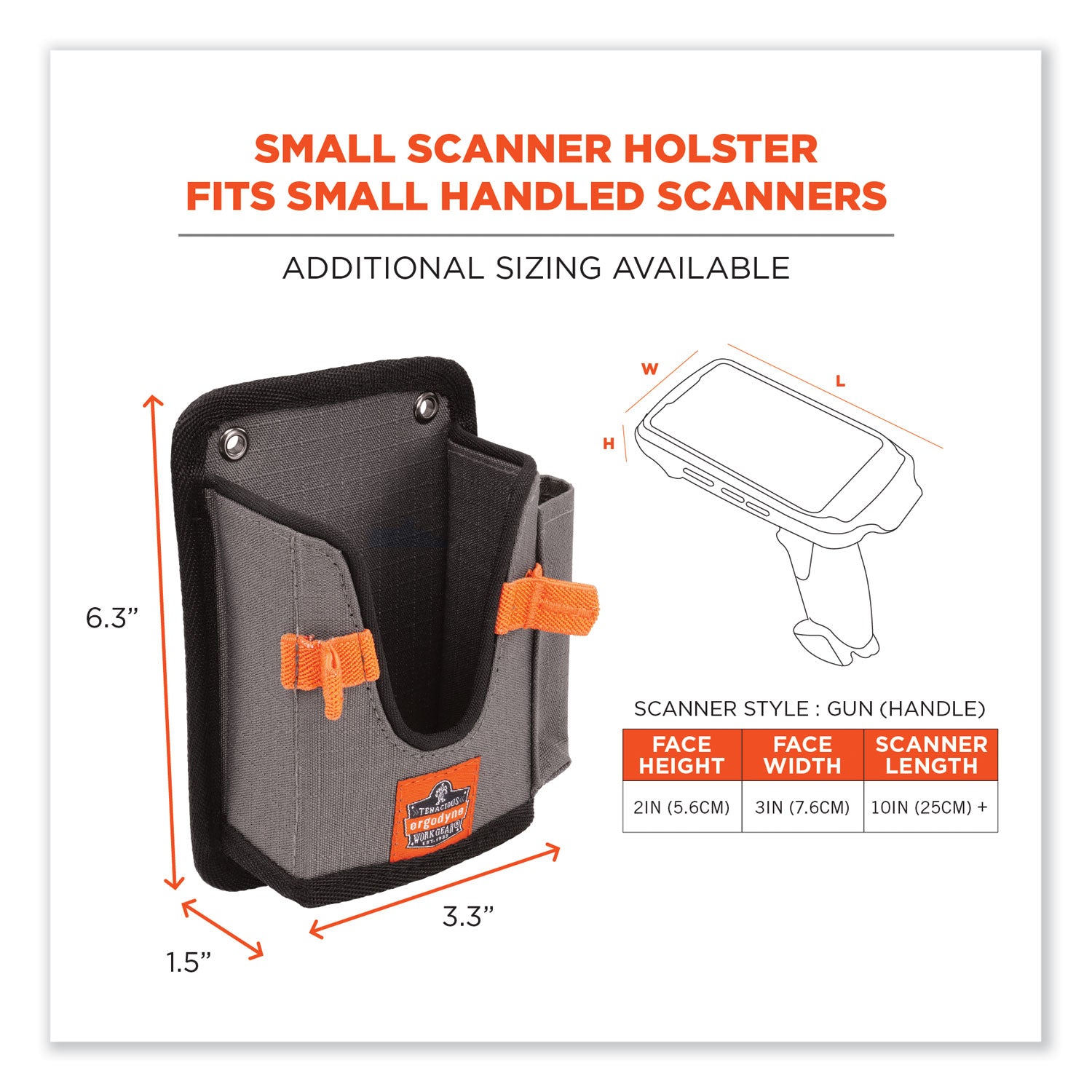 Squids 5543 Handheld Barcode Scanner Mount Holder w/Fastener Straps, 2 Comp, 3.5 x 1.5 x 6.3, Gray,Ships in 1-3 Business Days