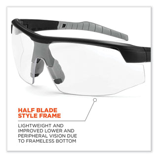 Skullerz Skoll Safety Glasses, Matte Black Nylon Impact Frame, Clear Polycarbonate Lens, Ships in 1-3 Business Days