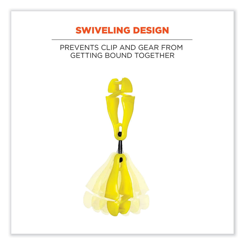 Squids 3420 Dual Clip Swivel Glove Clip Holder, 1 x 0.6 x 5.5, Acetal Copolymer, Lime, Ships in 1-3 Business Days