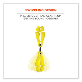 Squids 3420 Dual Clip Swivel Glove Clip Holder, 1 x 0.6 x 5.5, Acetal Copolymer, Lime, Ships in 1-3 Business Days
