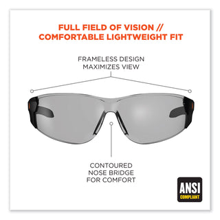 Skullerz Saga Frameless Safety Glasses, Black Nylon Impact Frame, AntiFog Indr/Outdr Polycarb Lens,Ships in 1-3 Business Days