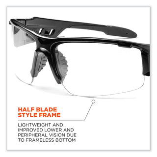Skullerz Dagr Safety Glasses, Black Nylon Impact Frame, Anti-Fog Clear Polycarbonate Lens, Ships in 1-3 Business Days