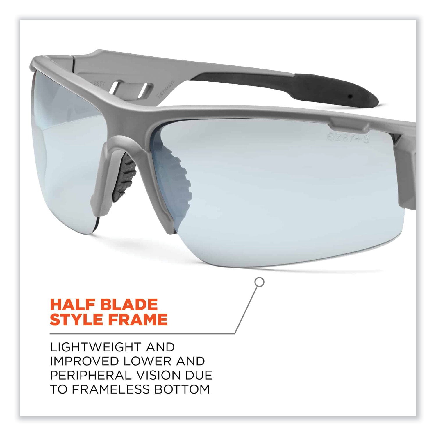 Skullerz Dagr Safety Glasses, Matte Gray Nylon Impact Frame, Indoor/Outdoor Polycarbonate Lens, Ships in 1-3 Business Days
