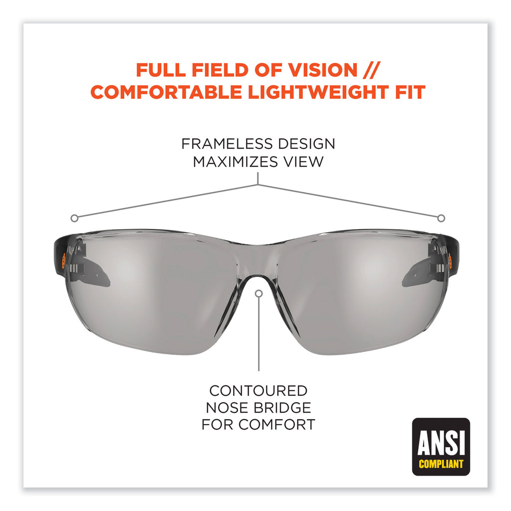 Skullerz Vali Frameless Safety Glasses, Black Nylon Impact Frame, AntiFog Indr/Outdr Polycarb Lens,Ships in 1-3 Business Days