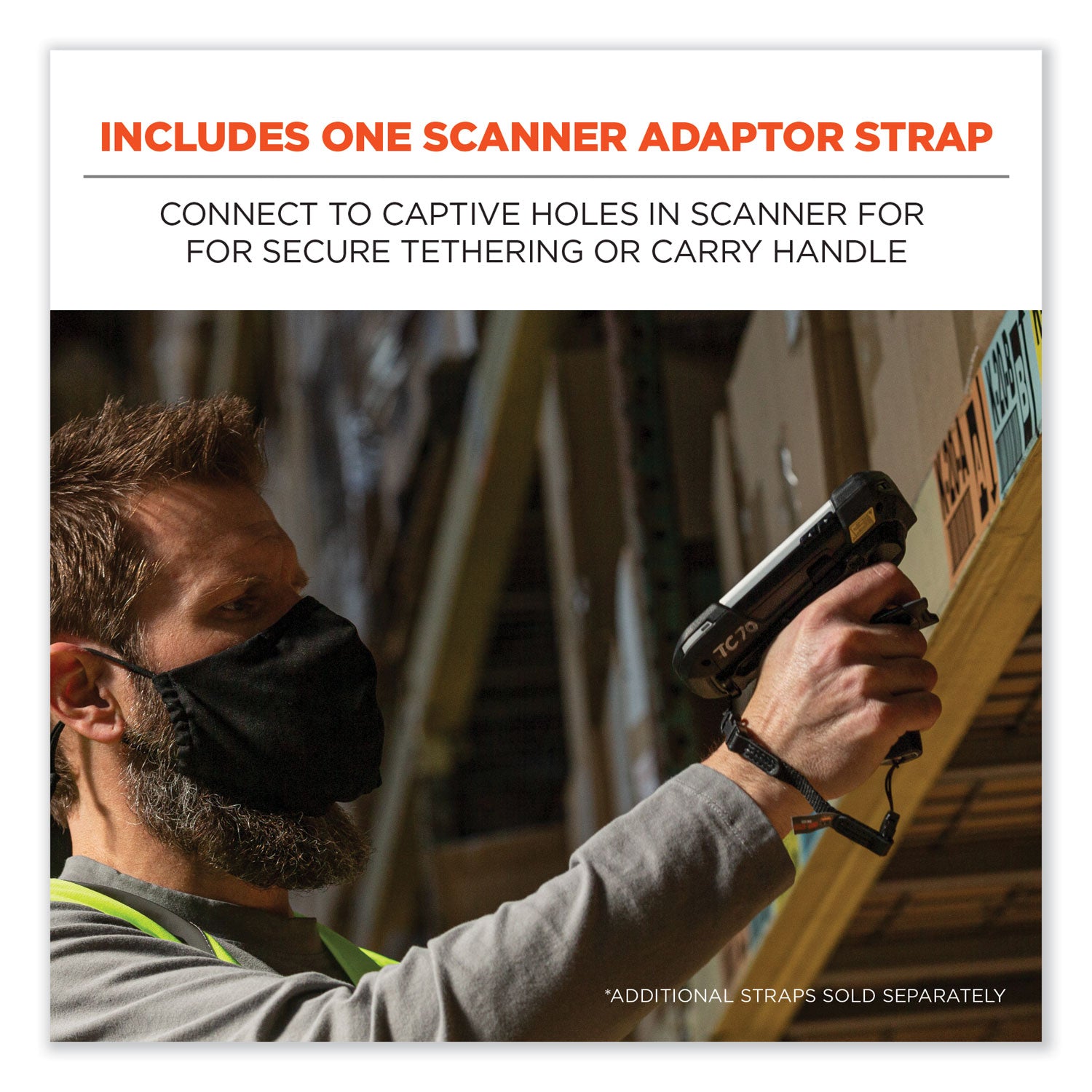 Squids 3135 Barcode Scanner Belt with Hook + Adaptor Strap, Large: 48" to 80" Long, Black, Ships in 1-3 Business Days