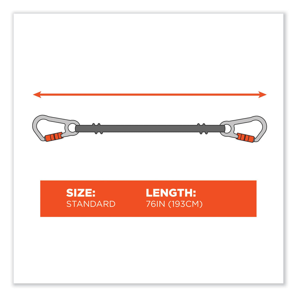 Squids 3149 Tool Lanyard with XL + Swivel Carabiners, 80 lb Max Work Capacity, 76", Orange/Black, Ships in 1-3 Business Days