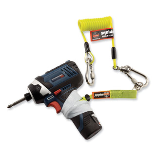 Squids 3130S Coiled Cable Lanyard with Carabiners, 2 lb Max Working Capacity, 6.5" to 48", Lime, Ships in 1-3 Business Days
