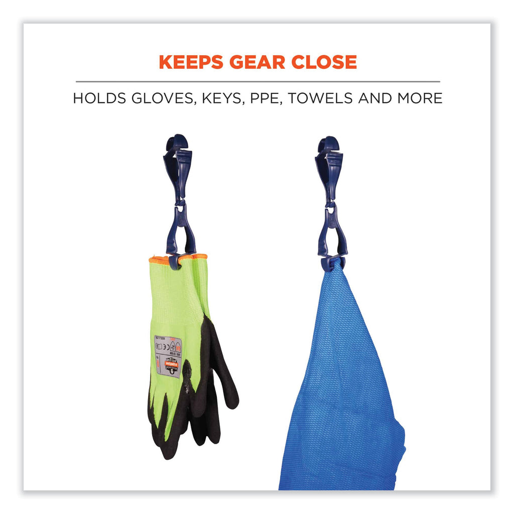 Squids 3400MD Metal Detectable Dual Clip Glove Clip Holder, 1x1x6.5, Acetal Copolymer, Deep Blue, Ships in 1-3 Business Days