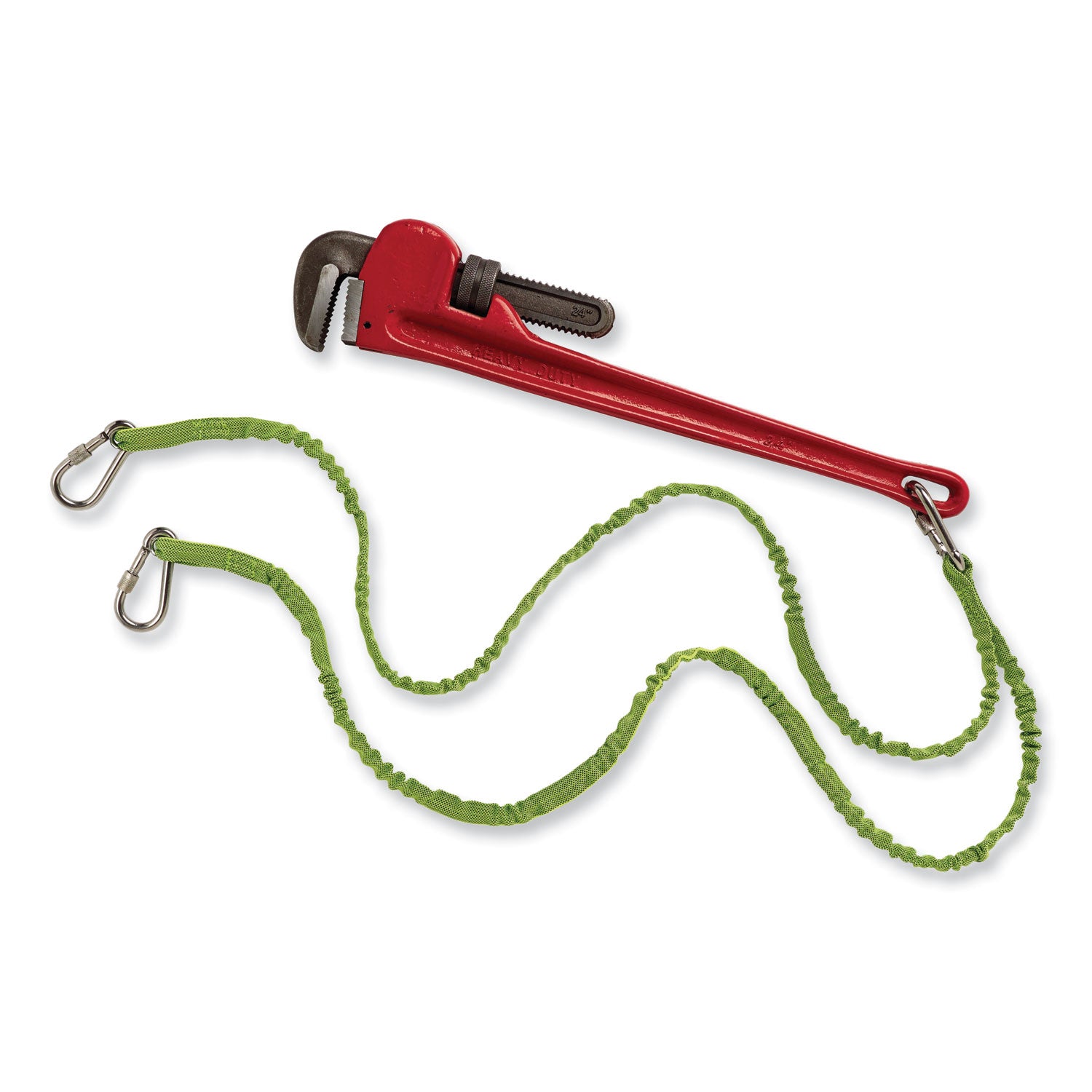 Squids 3311 Twin-Leg Tool Lanyard with Three Carabiners, 15lb Max Work Capacity, 35" to 42", Lime, Ships in 1-3 Business Days