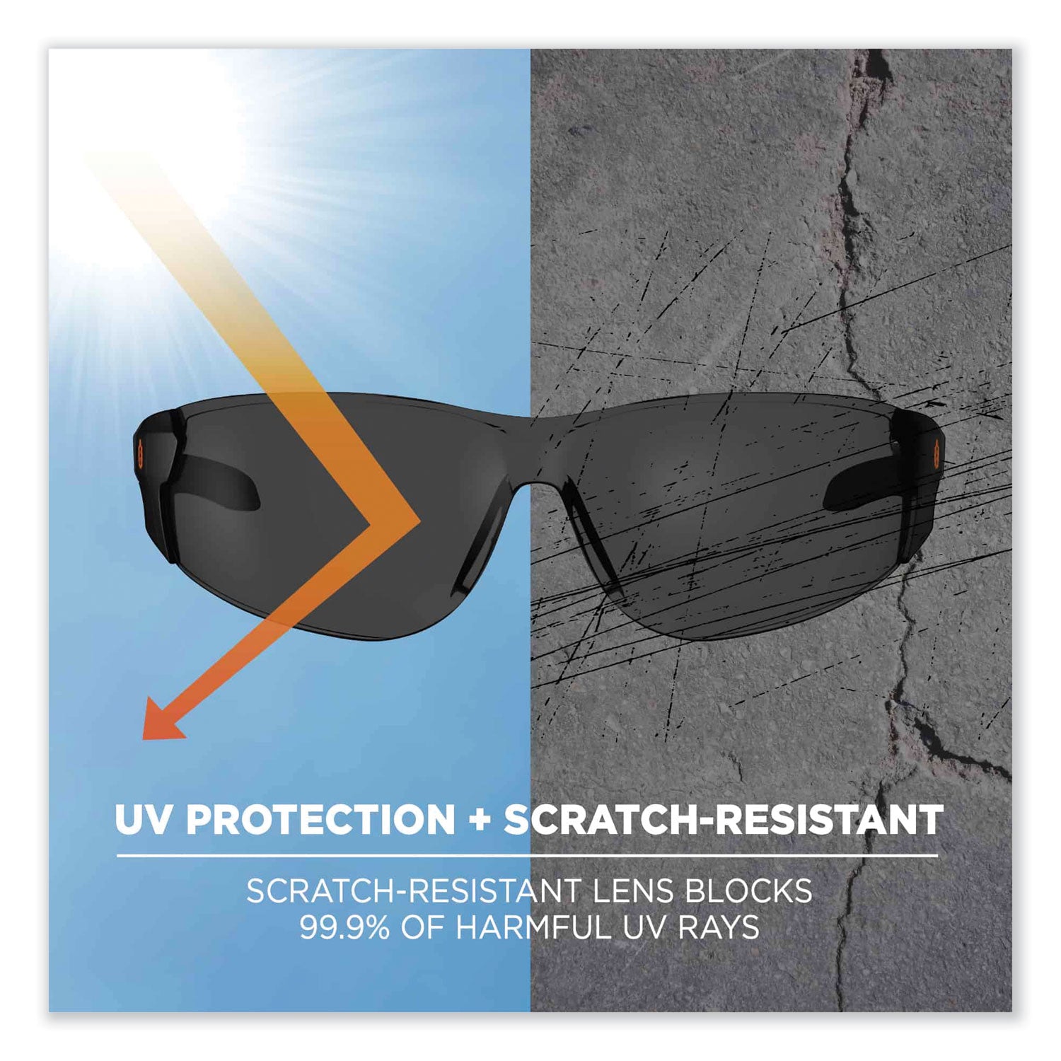 Skullerz Saga Frameless Safety Glasses, Matte Black Nylon Impact Frame, Smoke Polycarbonate Lens, Ships in 1-3 Business Days