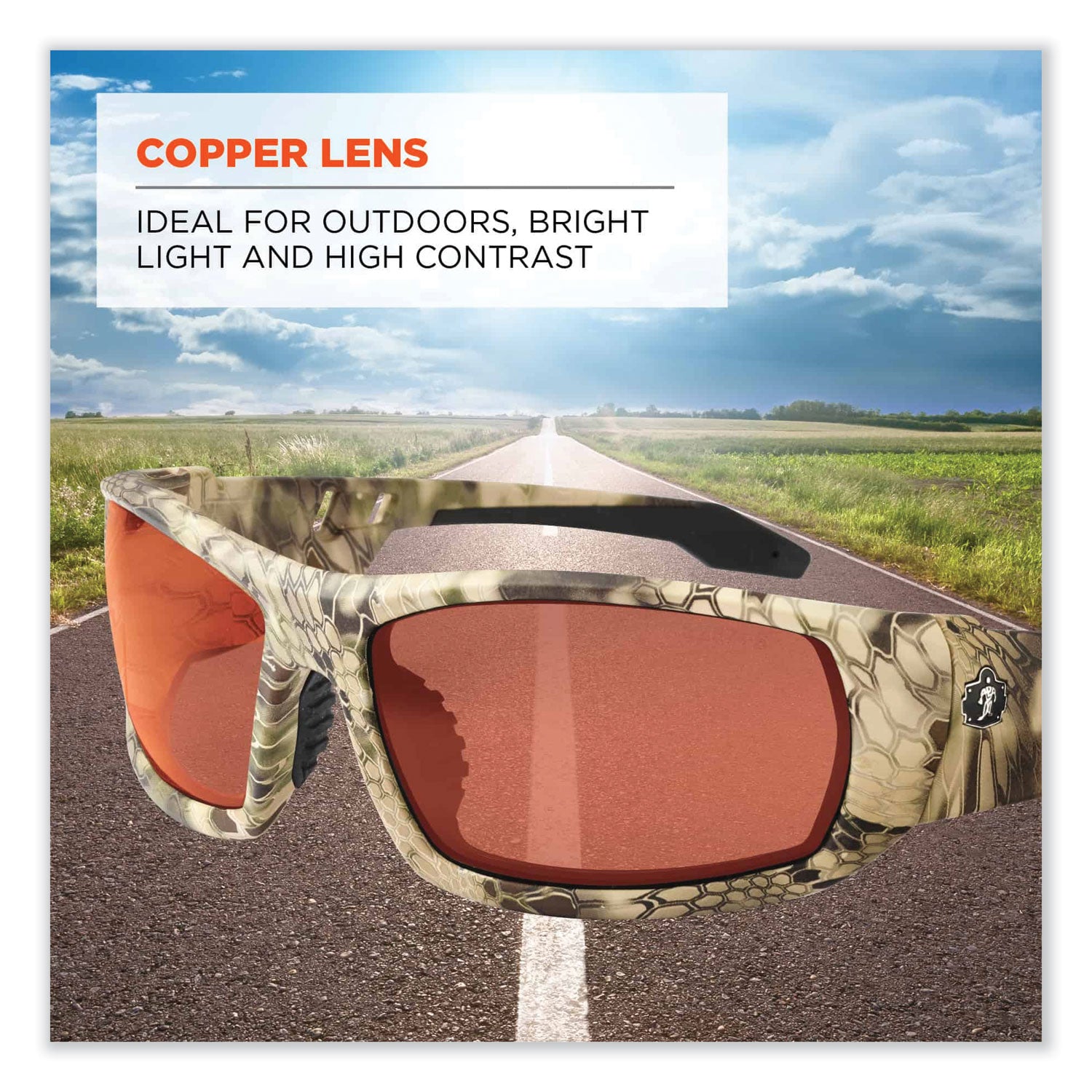 Skullerz Odin Safety Glasses, Kryptek Highlander Nylon Impact Frame, Copper Polycarbonate Lens, Ships in 1-3 Business Days