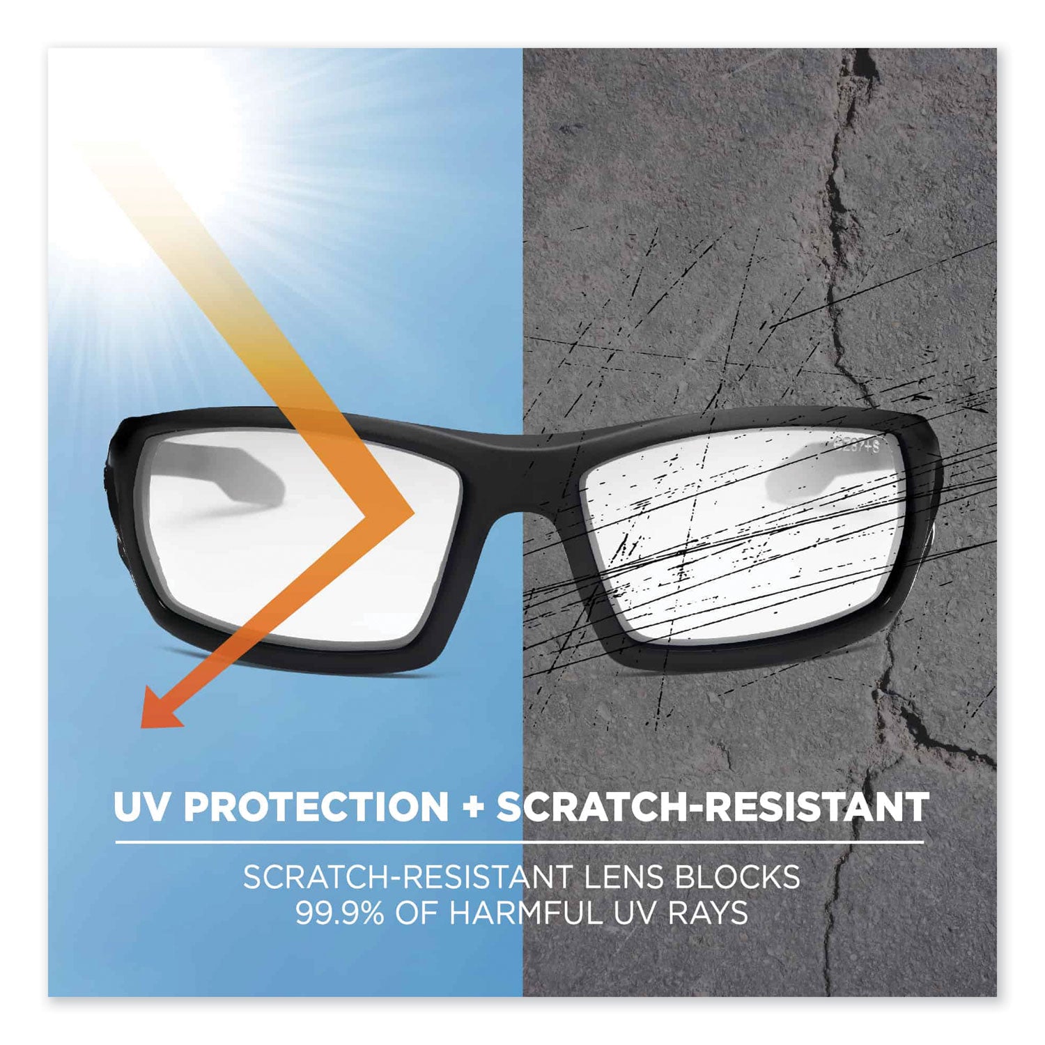 Skullerz Odin Safety Glasses, Matte Black Nylon Impact Frame, Anti-Fog Clear Polycarbonate Lens, Ships in 1-3 Business Days