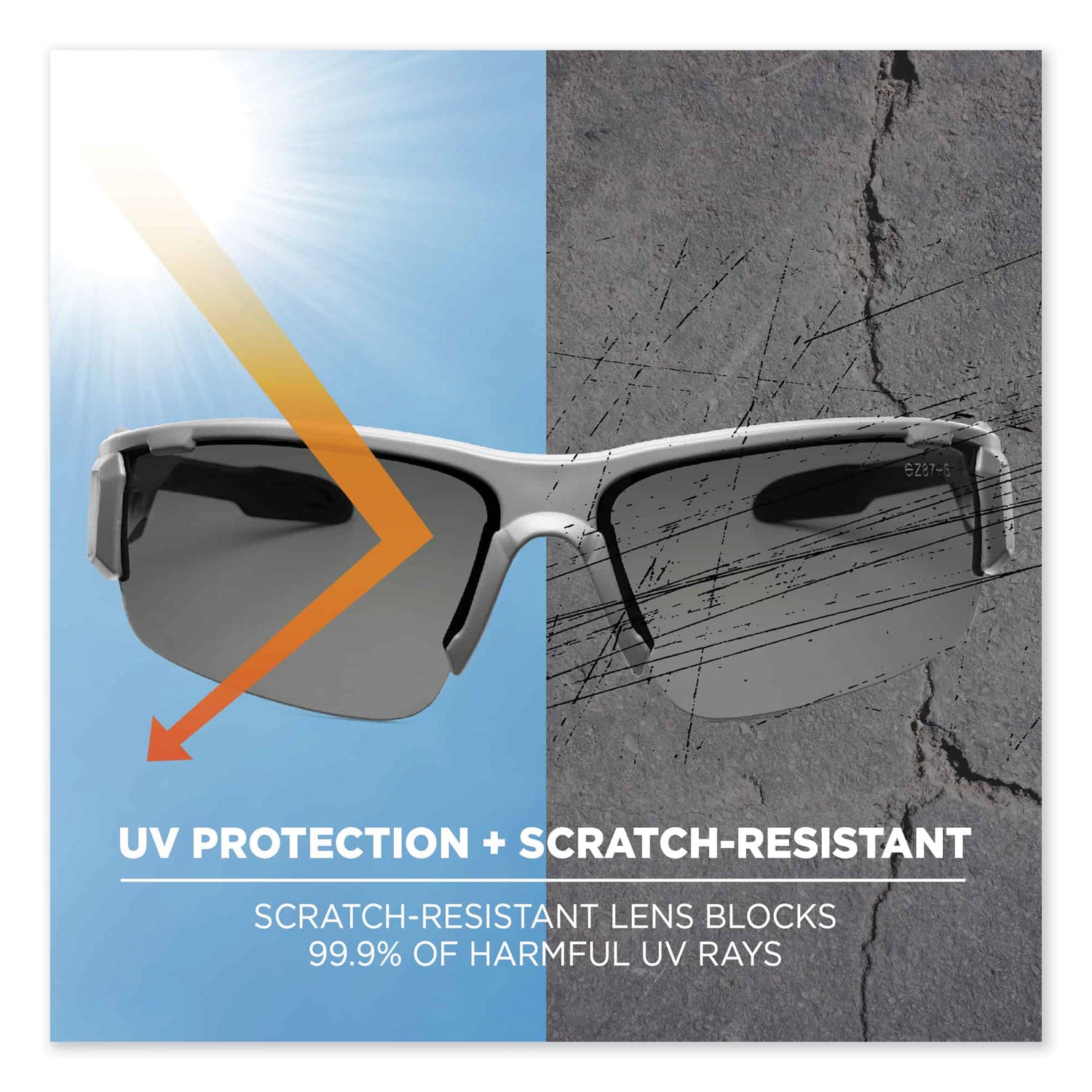 Skullerz Dagr Safety Glasses, Matte Gray Nylon Impact Frame, Polarized Smoke Polycarbonate Lens, Ships in 1-3 Business Days