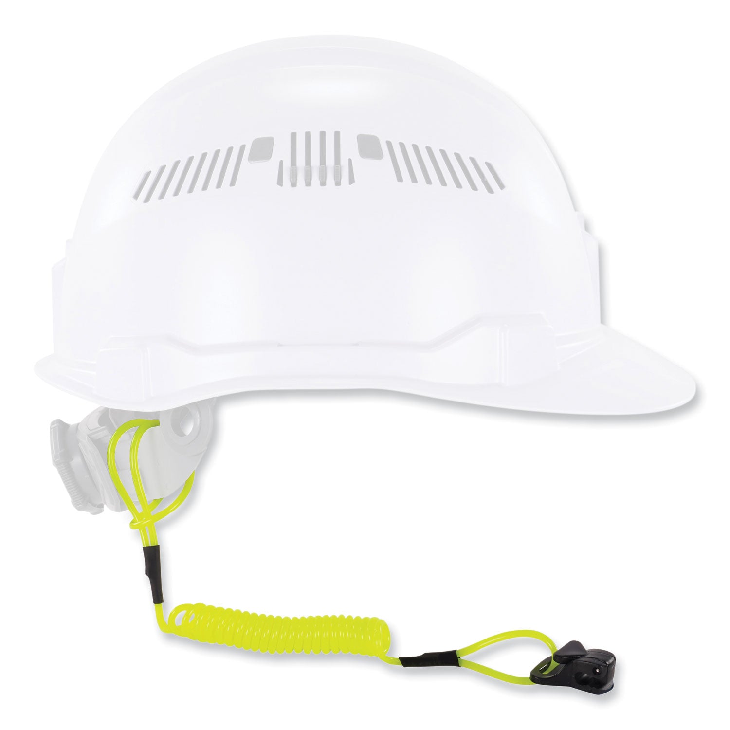 Squids 3158 Coiled Lanyard with Clamp, 2 lb Max Working Capacity, 12" to 48" Long, Lime, Ships in 1-3 Business Days