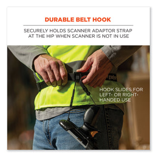 Squids 3135 Barcode Scanner Belt with Hook + Adaptor Strap, Small: 29" to 53" Long, Black, Ships in 1-3 Business Days