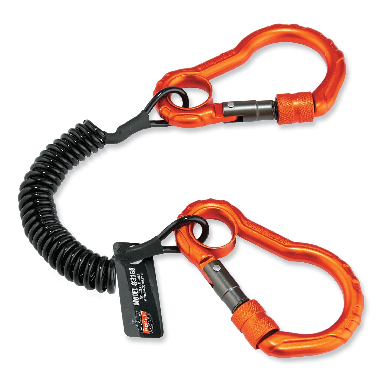 squids-3166-coiled-tool-lanyard-with-two-carabiners-2-lb-max-working-capacity-12-long-black-ships-in-1-3-business-days_ego19162 - 1