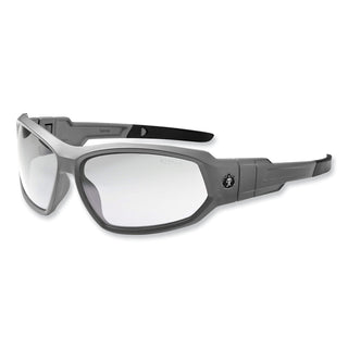 Skullerz Loki Safety Glasses/Goggles, Matte Gray Nylon Impact Frame, Anti-Fog Clear Polycarb Lens, Ships in 1-3 Business Days