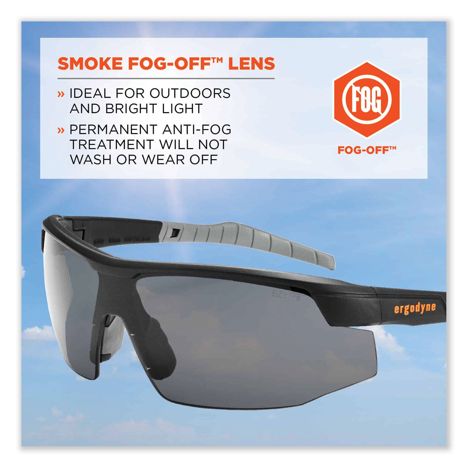 Skullerz Skoll Safety Glasses, Matte Black Nylon Impact Frame, Anti-Fog Smoke Polycarbonate Lens, Ships in 1-3 Business Days