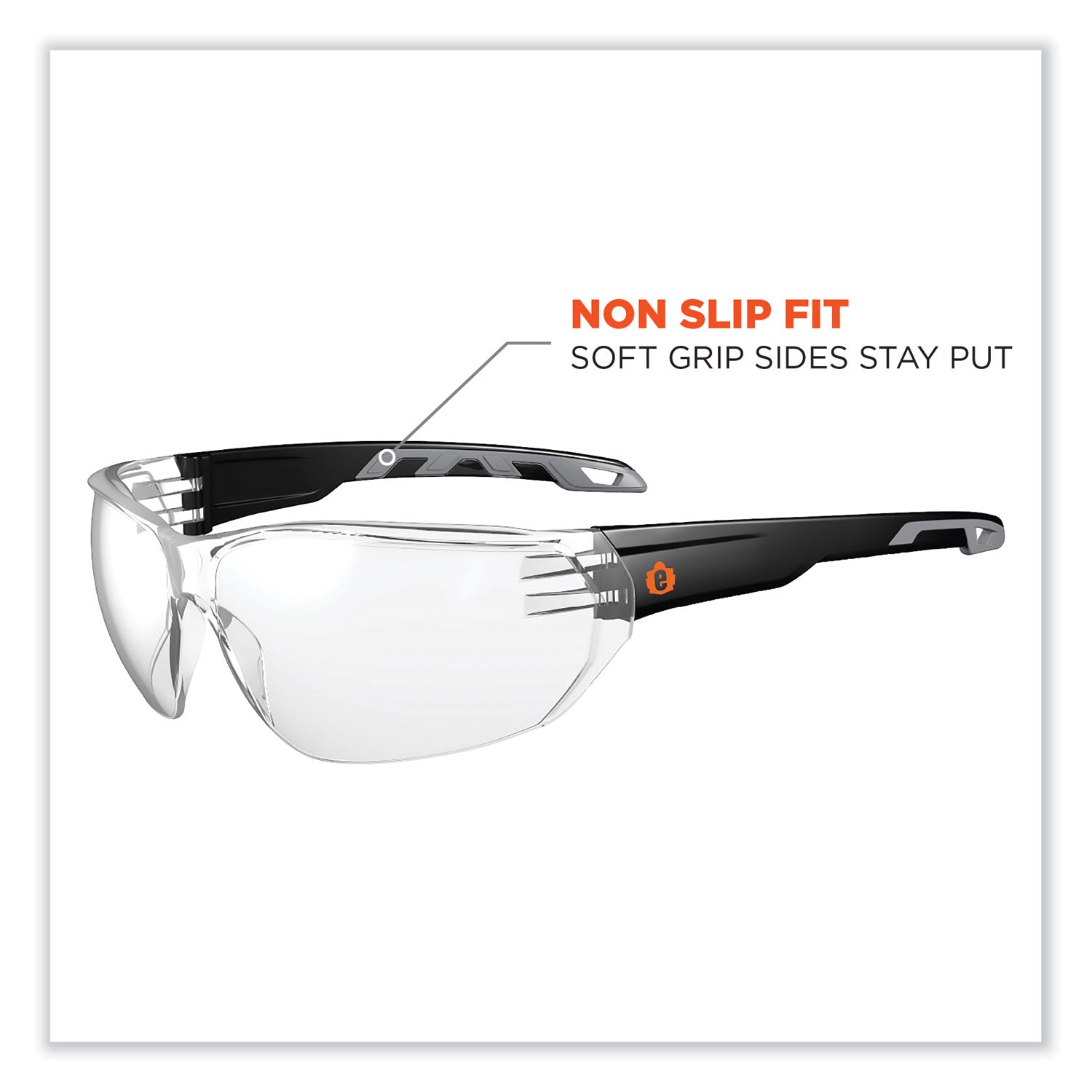 Skullerz Vali Frameless Safety Glasses, Black Nylon Impact Frame, Anti-Fog Clear Polycarb Lens, Ships in 1-3 Business Days