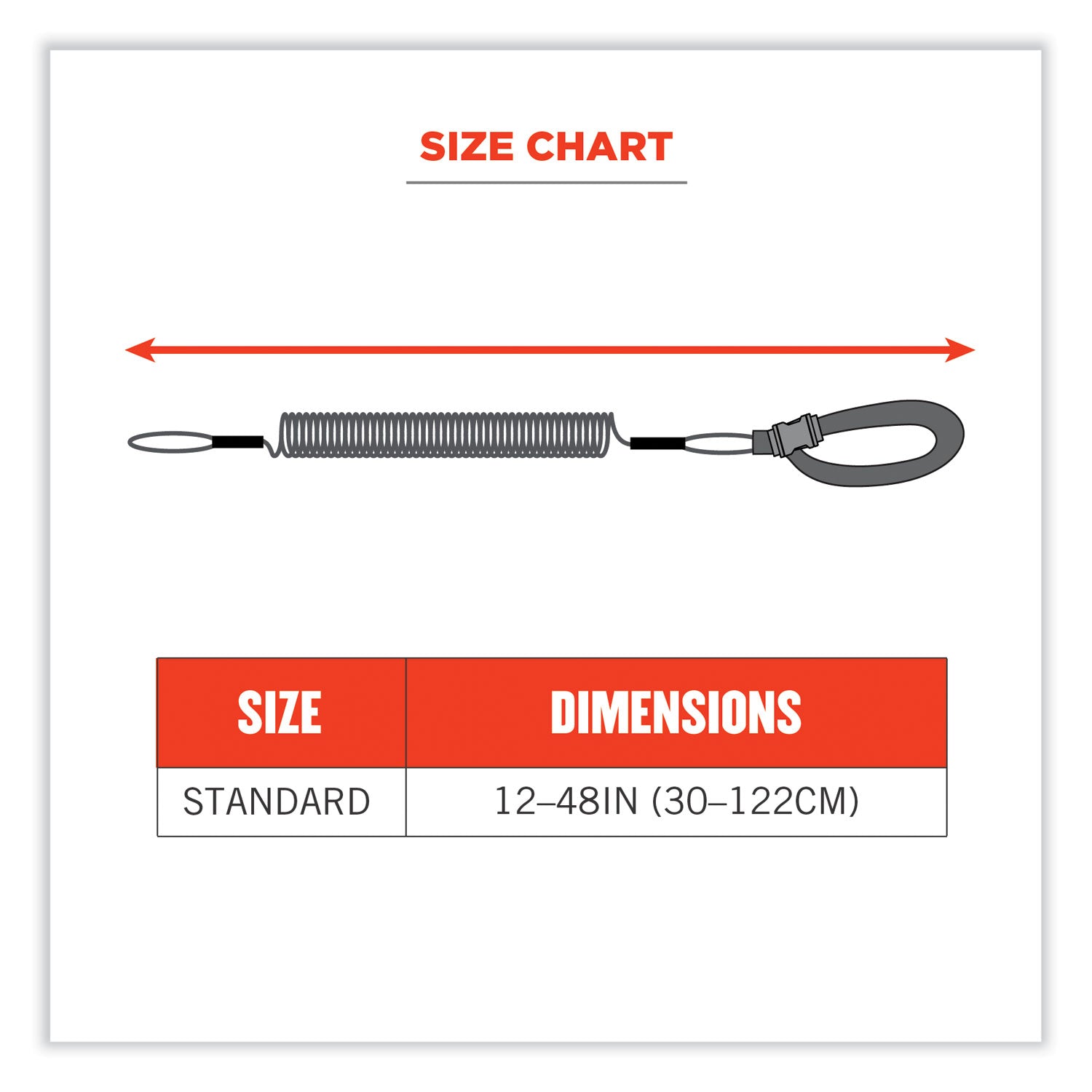 Squids 3157 Coiled Lanyard with Buckle, 2 lb Max Working Capacity, 12" to 48" Long, Black, Ships in 1-3 Business Days
