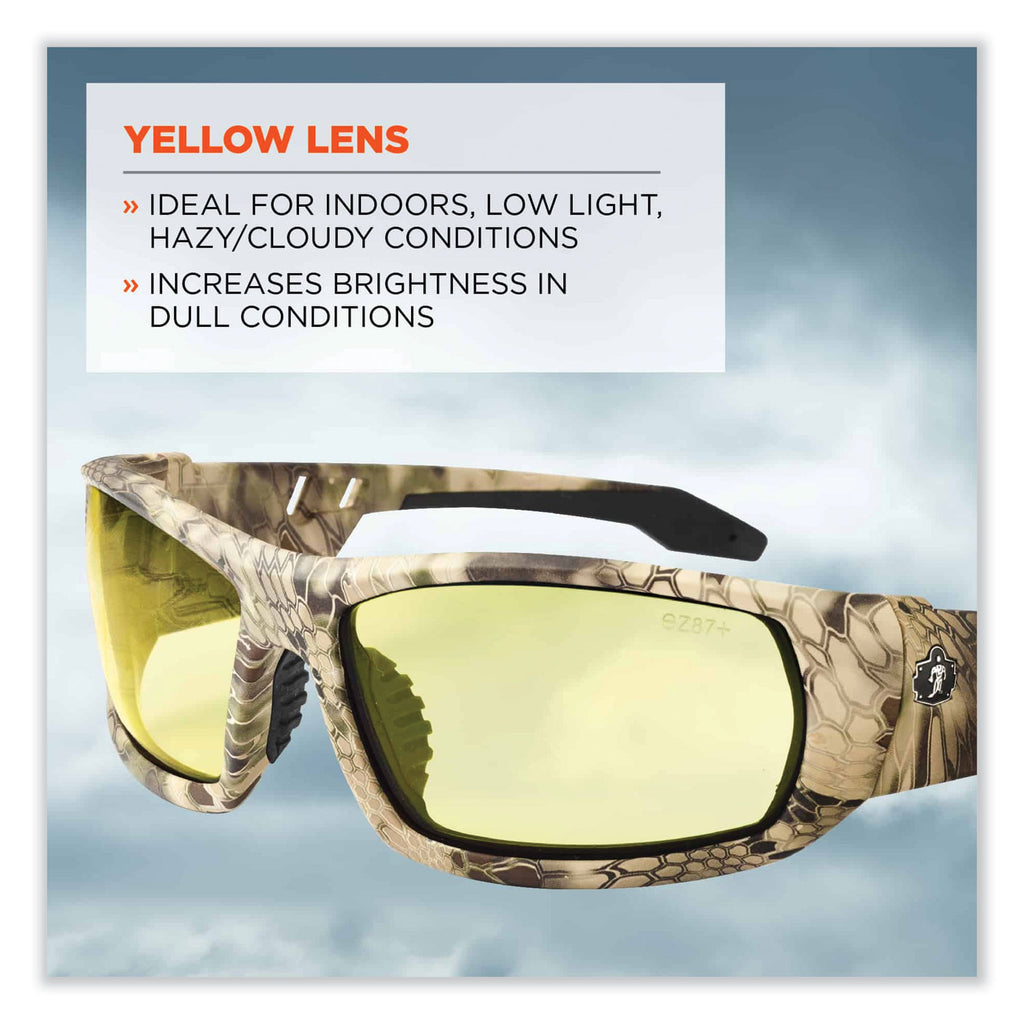 Skullerz Odin Safety Glasses, Kryptek Highlander Nylon Impact Frame, Yellow Polycarbonate Lens, Ships in 1-3 Business Days