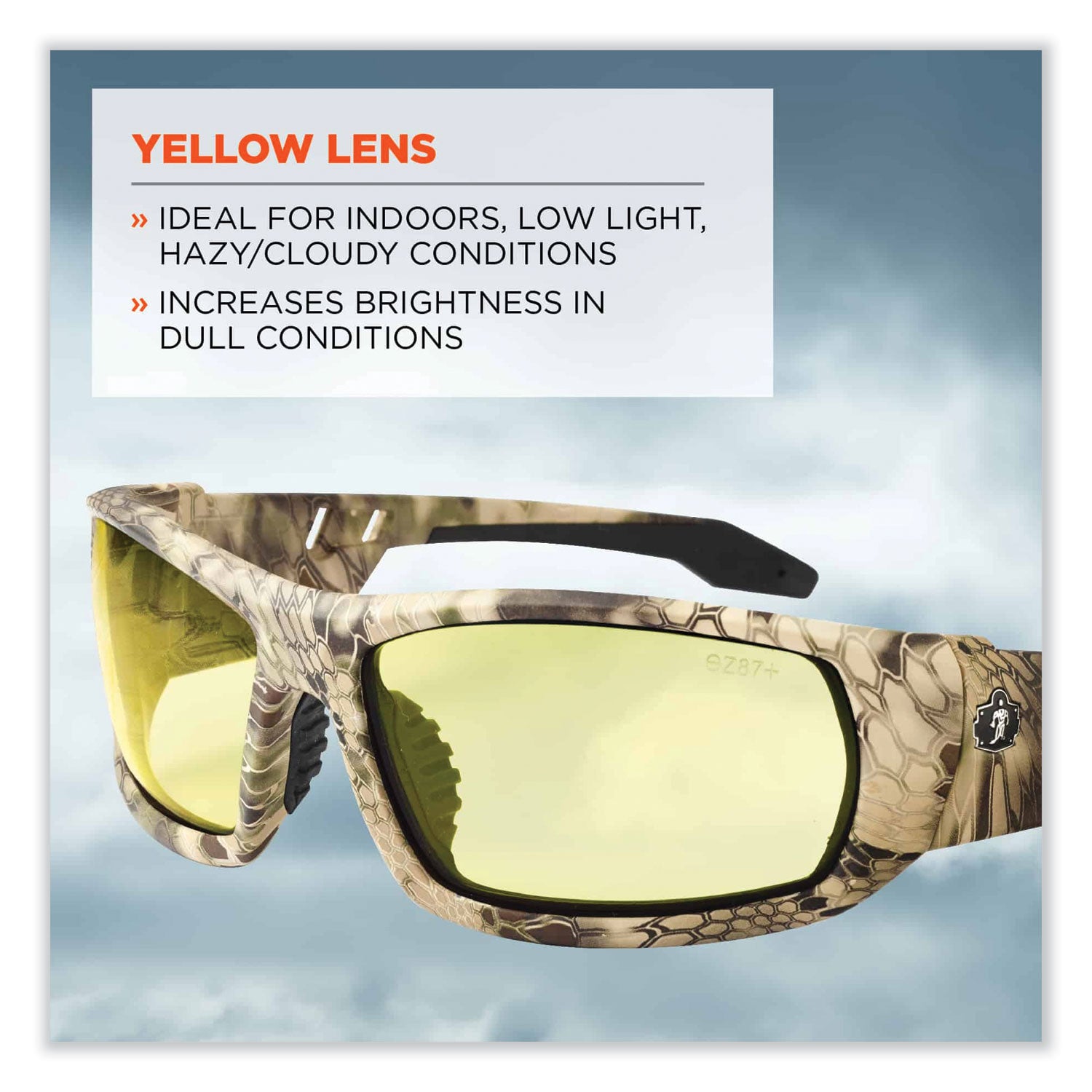 Skullerz Odin Safety Glasses, Kryptek Highlander Nylon Impact Frame, Yellow Polycarbonate Lens, Ships in 1-3 Business Days
