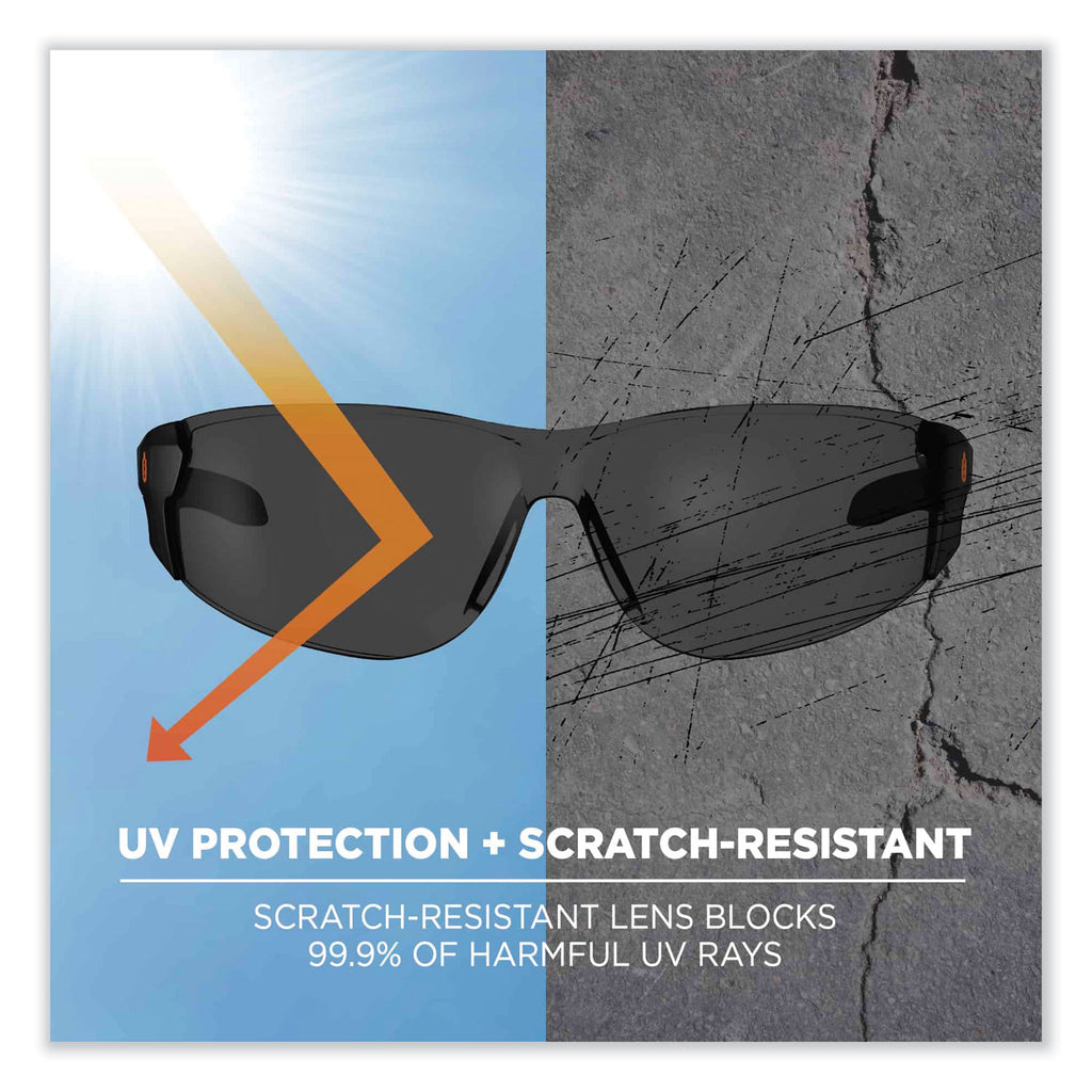 Skullerz Saga Frameless Safety Glasses, Black Nylon Impact Frame, Anti-Fog Smoke Polycarb Lens, Ships in 1-3 Business Days