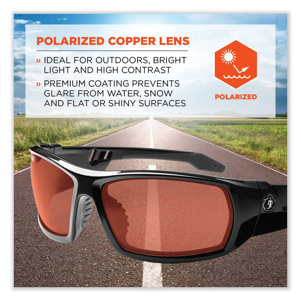 Skullerz Odin Safety Glasses, Black Nylon Impact Frame, Polarized Copper Polycarbonate Lens, Ships in 1-3 Business Days