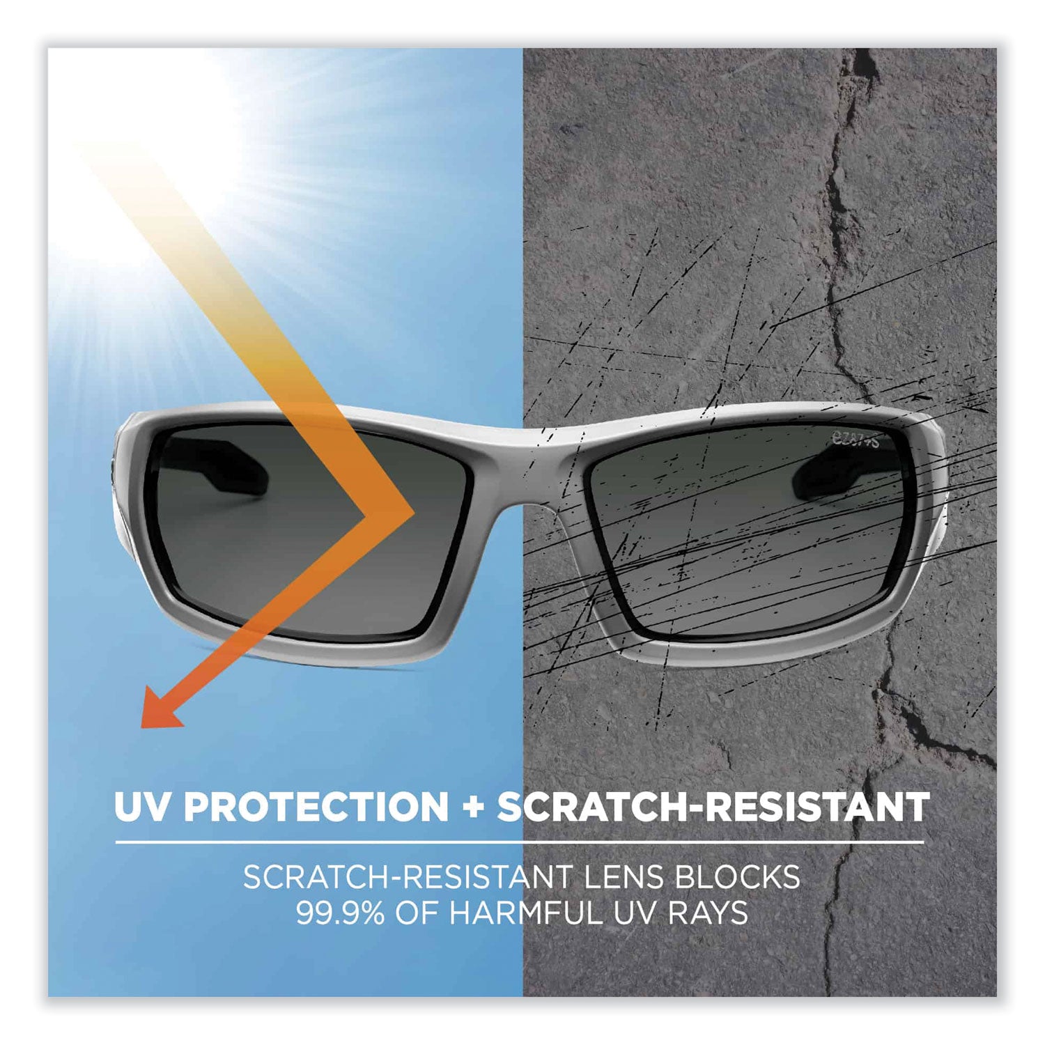 Skullerz Odin Safety Glasses, White Nylon Impact Frame, Polarized Smoke Polycarbonate Lens, Ships in 1-3 Business Days