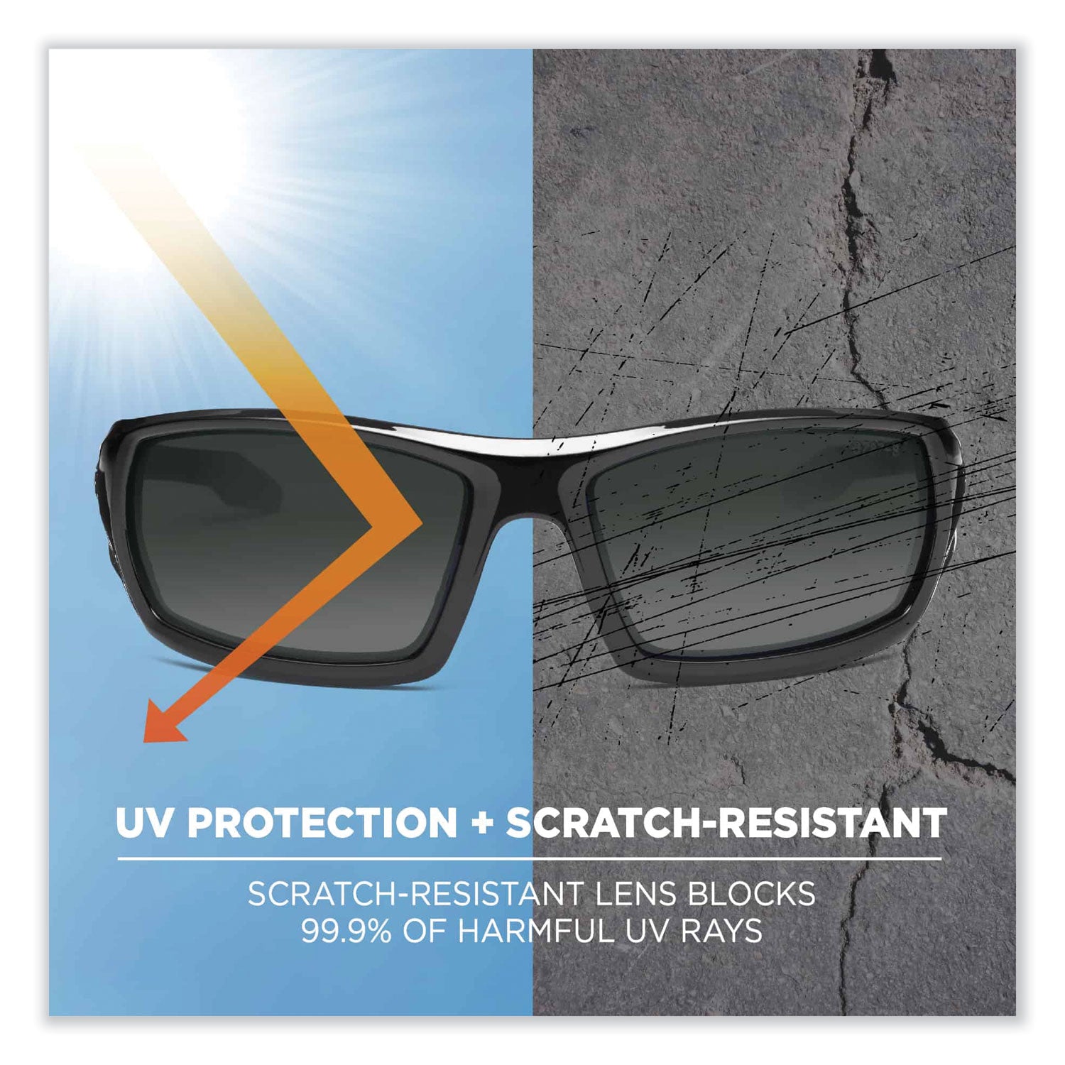 Skullerz Odin Safety Glasses, Black Nylon Impact Frame, Polarized Smoke Polycarbonate Lens, Ships in 1-3 Business Days