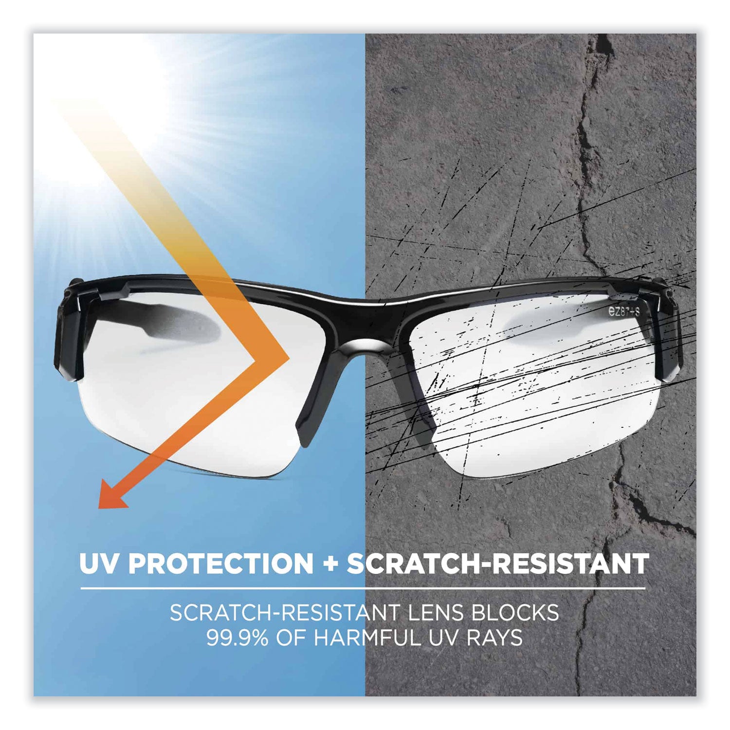 Skullerz Dagr Safety Glasses, Black Nylon Impact Frame, Anti-Fog Clear Polycarbonate Lens, Ships in 1-3 Business Days