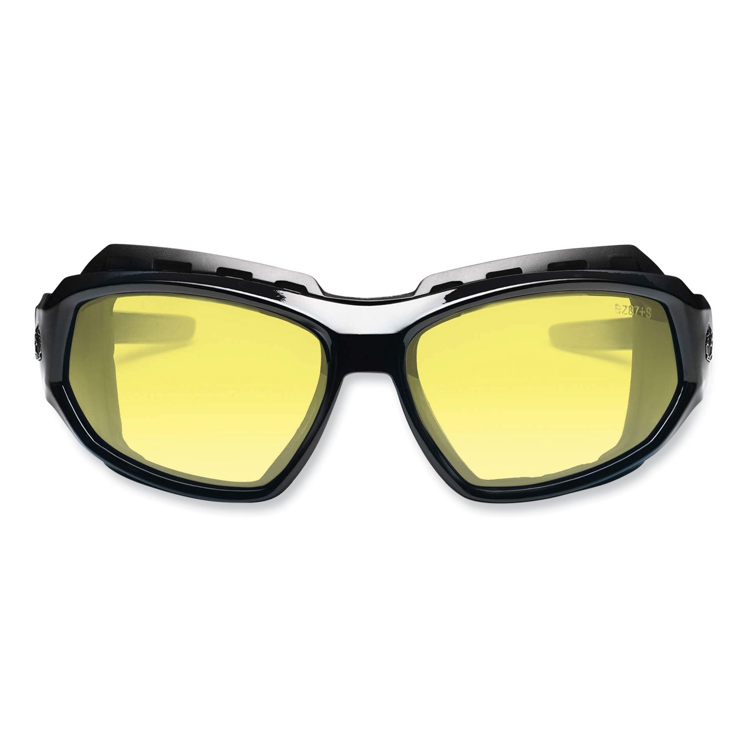 Ergodyne Loki Yellow Lens Safety Glasses - Ultraviolet Protection - Black - Durable, Flexible, Scratch Resistant, Anti-fog, Non-slip, Perspiration Resistant, Comfortable, Elastic Strap - 1 Each - 4