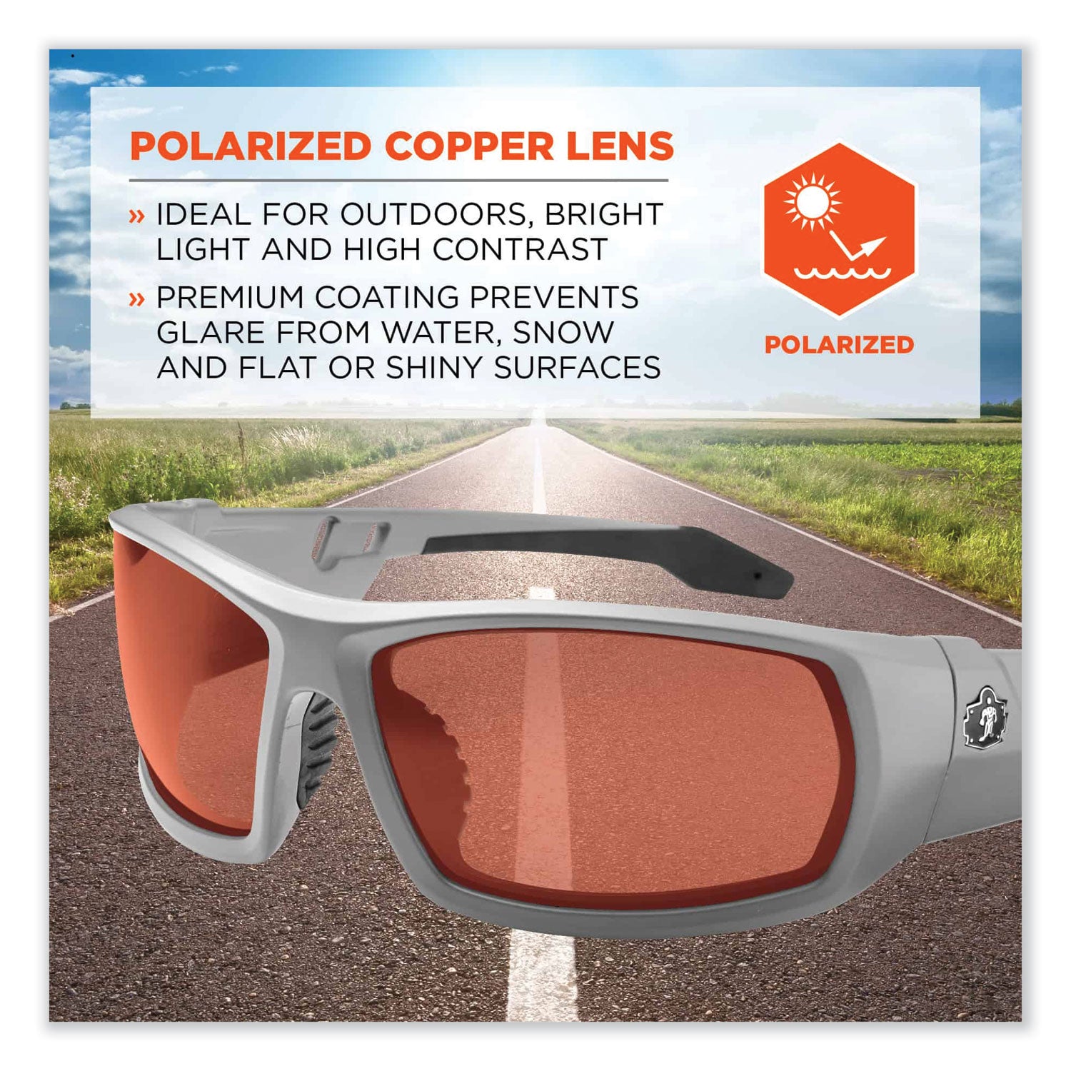Skullerz Odin Safety Glasses, Matte Gray Nylon Impact Frame, Polarized Polycarbonate Lens, Ships in 1-3 Business Days