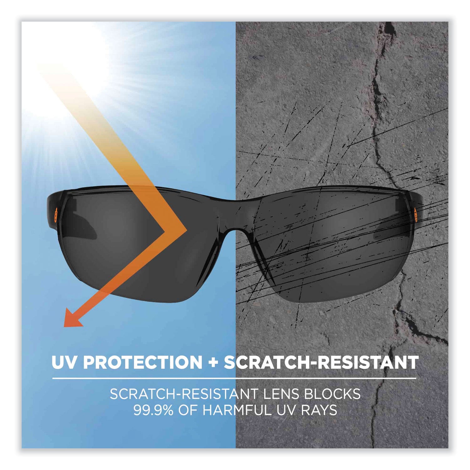 Skullerz Vali Frameless Safety Glasses, Matte Black Nylon Impact Frame, Smoke Polycarbonate Lens, Ships in 1-3 Business Days