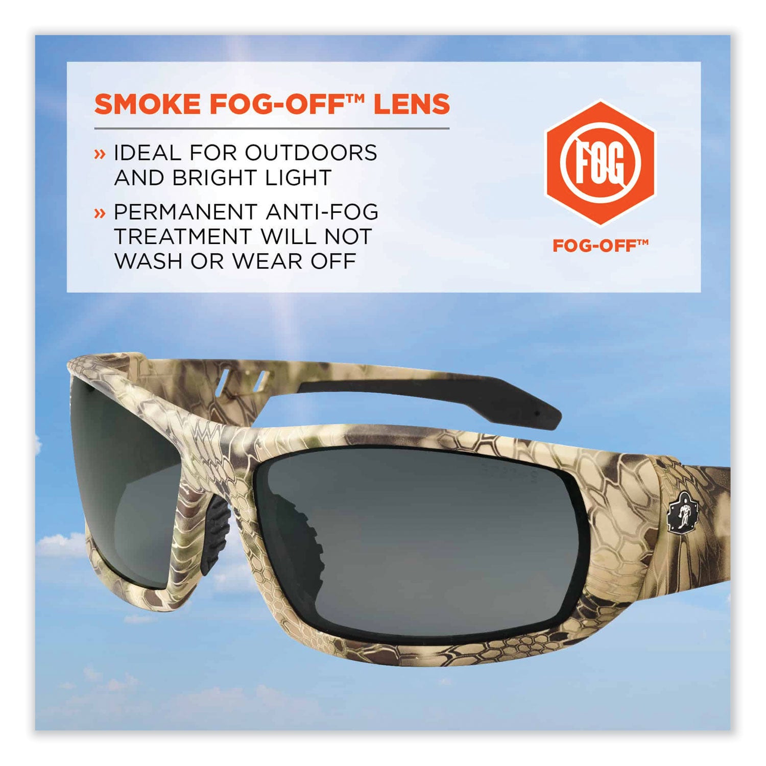 Skullerz Odin Safety Glasses, Kryptek Highlander Nylon Impact Frame, Anti-Fog Smoke Polycarb Lens, Ships in 1-3 Business Days