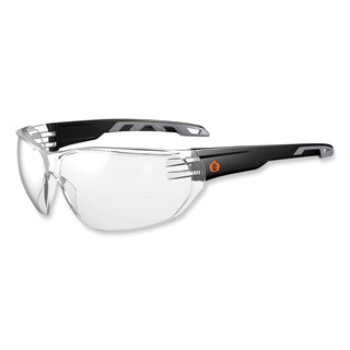Skullerz Vali Frameless Safety Glasses, Black Nylon Impact Frame, Anti-Fog Clear Polycarb Lens, Ships in 1-3 Business Days