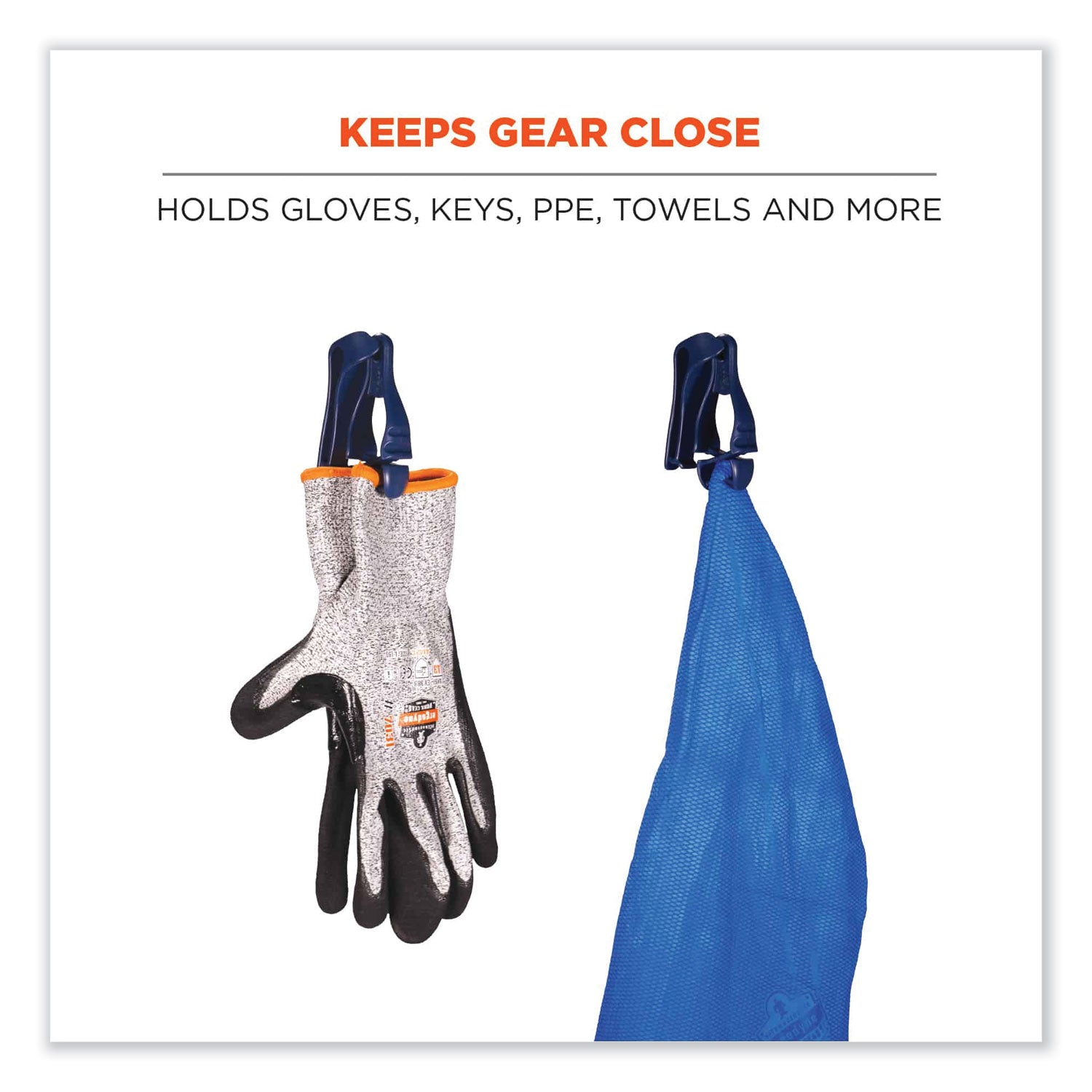 Squids 3405MD Metal Detectable Belt Clip Glove Clip Holder, 1x1x6, Acetal Copolymer, Deep Blue, Ships in 1-3 Business Days