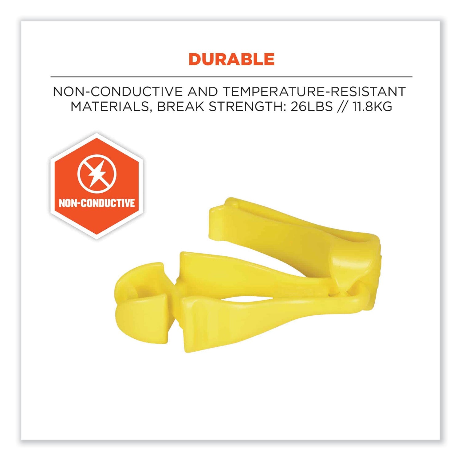 Squids 3405 Belt Clip Glove Clip Holder, 1 x 1 x 6, Acetal Copolymer, Lime, Ships in 1-3 Business Days
