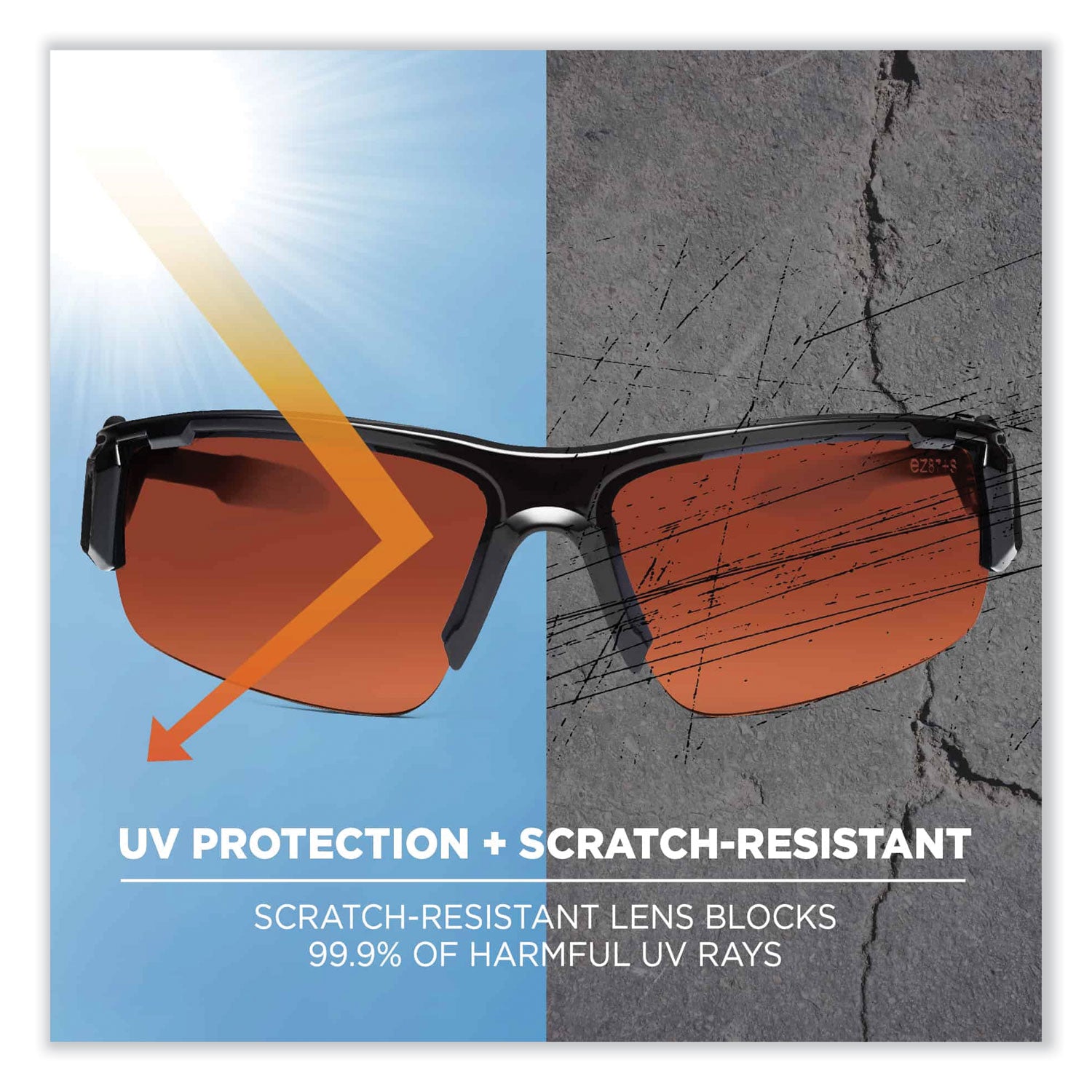 Skullerz Dagr Safety Glasses, Black Nylon Impact Frame, Copper Polycarbonate Lens, Ships in 1-3 Business Days