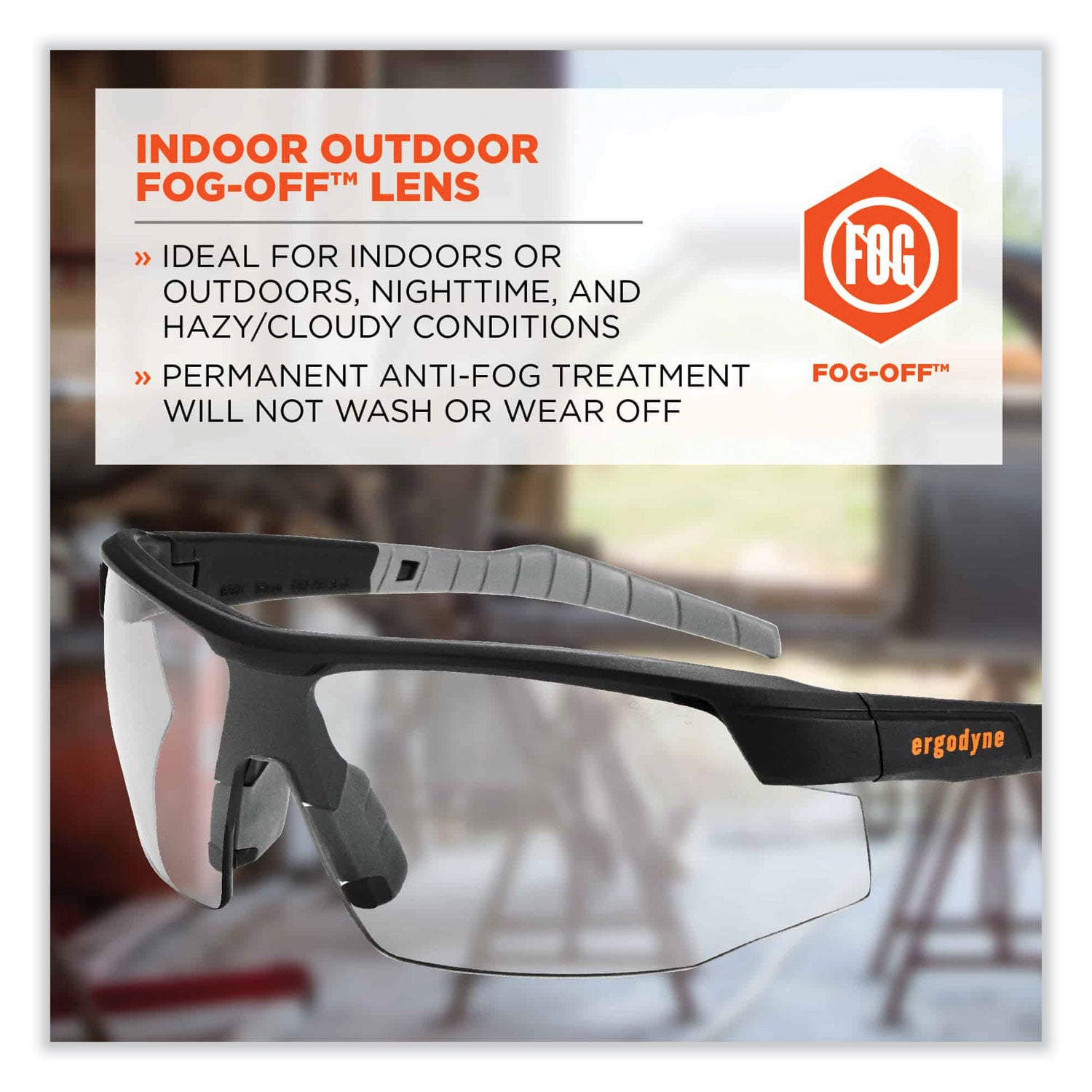 Skullerz Skoll Safety Glasses, Black Nylon Impact Frame, AntiFog, Indoor/Outdoor Polycarbon Lens, Ships in 1-3 Business Days