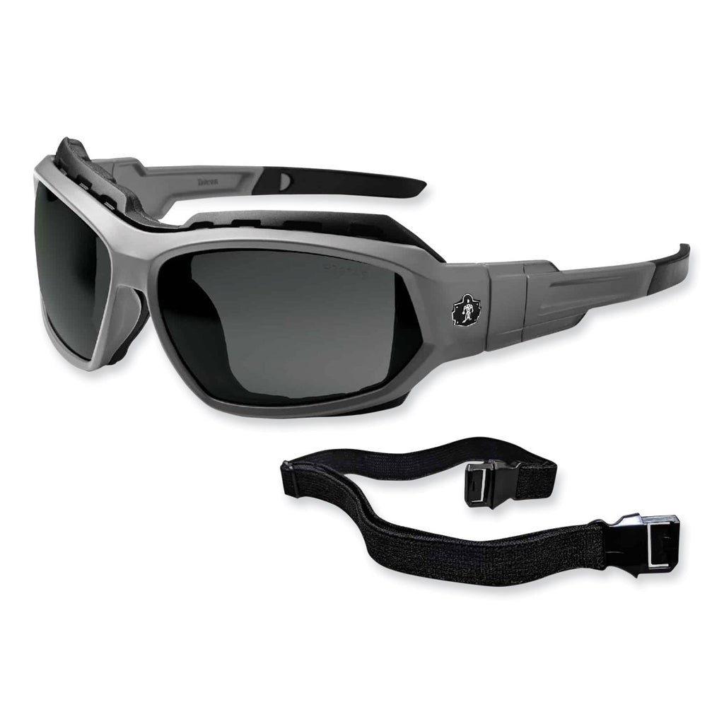 Skullerz Loki Safety Glasses/Goggles, Matte Gray Nylon Impact Frame, Polarized Smoke Polycarb Lens,Ships in 1-3 Business Days