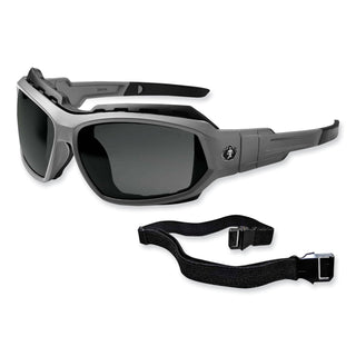 Skullerz Loki Safety Glasses/Goggles, Matte Gray Nylon Impact Frame, Polarized Smoke Polycarb Lens,Ships in 1-3 Business Days