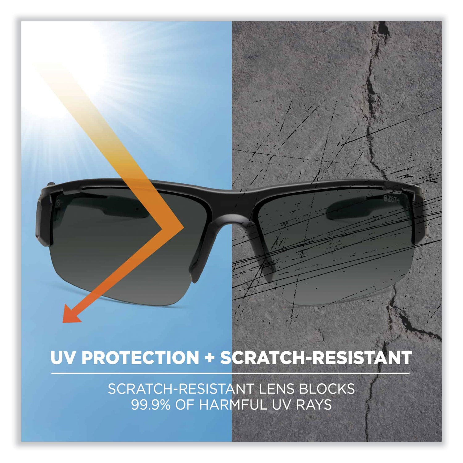 Skullerz Dagr Safety Glasses, Black Nylon Impact Frame, Polarized G15 Polycarbonate Lens, Ships in 1-3 Business Days