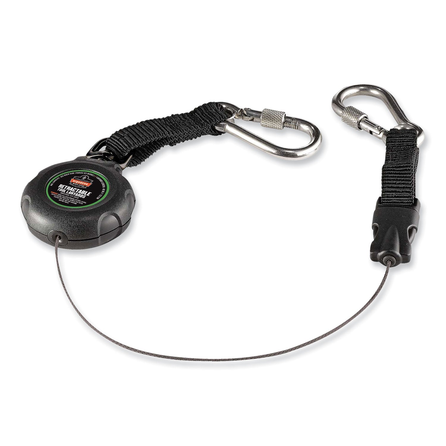 Squids 3000 Retractable Tool Lanyard with Carabiner Anchor, 1 lb Working Capacity, 48", Black, Ships in 1-3 Business Days