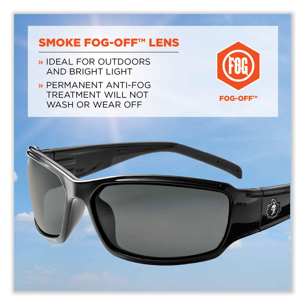 Skullerz Thor Safety Glasses, Black Nylon Impact Frame, Anti-Fog Smoke Polycarbonate Lens, Ships in 1-3 Business Days