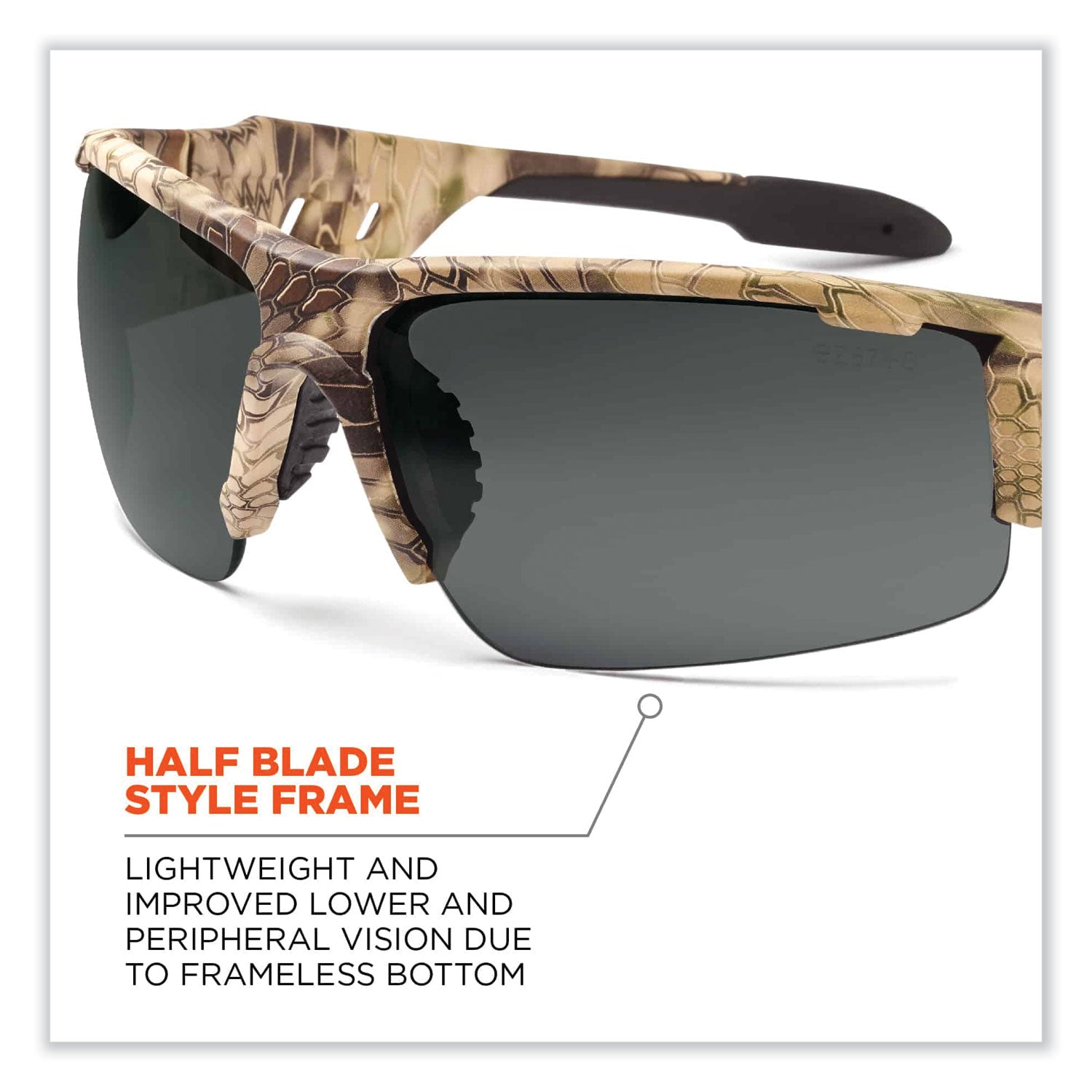 Skullerz Dagr Safety Glasses, Kryptek Highlander Nylon Impact Frame, Smoke Polycarbonate Lens, Ships in 1-3 Business Days