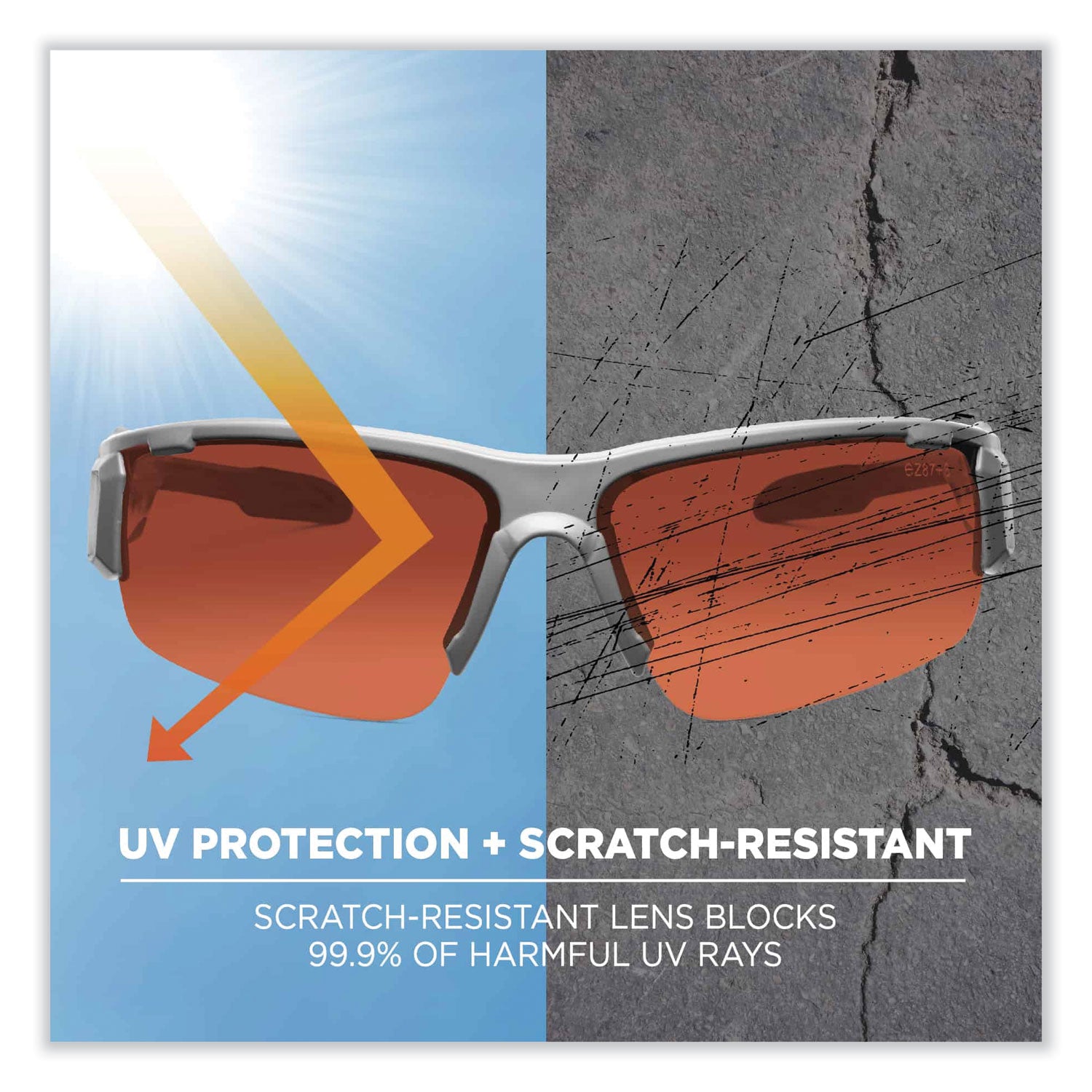 Skullerz Dagr Safety Glasses, Matte Gray Nylon Impact Frame, Polarized Copper Polycarbonate Lens, Ships in 1-3 Business Days